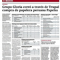 Grupo Gloria cerr a travs de Trupal compra de papelera Papelsa